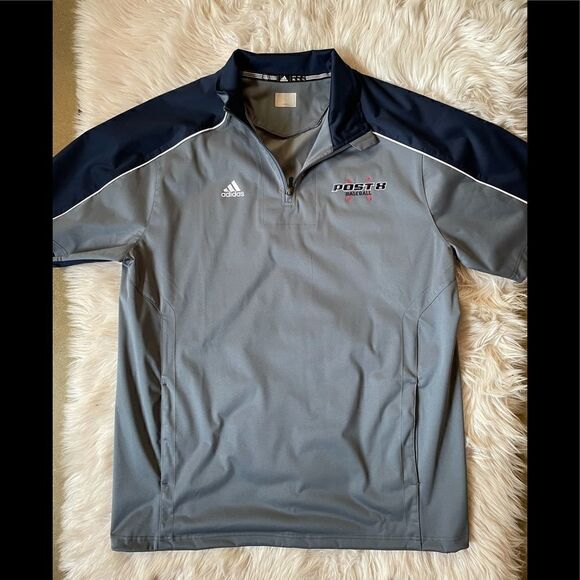 Adidas Men’s Gray & Blue Short Sleeve “Post 8 Baseball” Athletic Top (Size: XL) - Picture 1 of 11